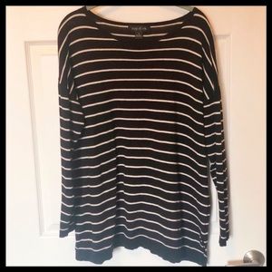 August Silk Black & White Striped Sweater XL